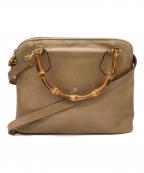 GUCCIグッチ）の古着「OLD GUCCI　バンブーハンドル2WAYバッグ」｜ベージュ