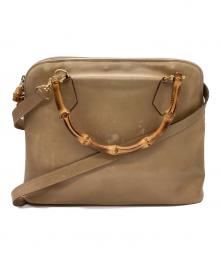 GUCCI（グッチ）の古着「OLD GUCCI　バンブーハンドル2WAYバッグ」｜ベージュ
