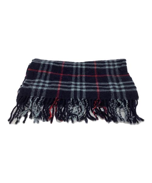 BURBERRY LONDON（バーバリーロンドン）BURBERRY LONDON (バーバリーロンドン) カシミヤマフラー ネイビー×レッド サイズ:なしの古着・服飾アイテム