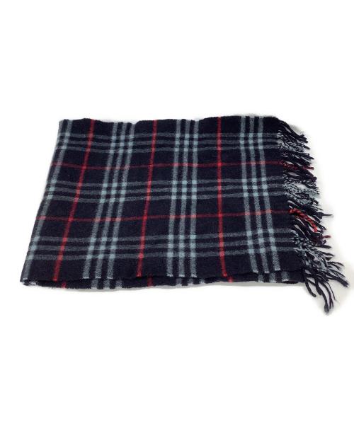 BURBERRY LONDON（バーバリーロンドン）BURBERRY LONDON (バーバリーロンドン) カシミヤマフラー ネイビー×レッド サイズ:なしの古着・服飾アイテム