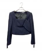 FUMIKA UCHIDAフミカウチダ）の古着「BOUCLE SQUARE-NECK SHORT JACKET」｜ネイビー