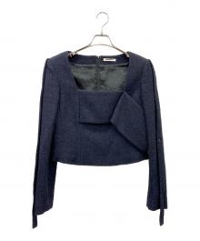 FUMIKA UCHIDA（フミカウチダ）の古着「BOUCLE SQUARE-NECK SHORT JACKET」｜ネイビー