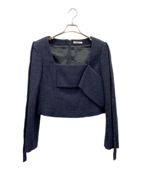 FUMIKA UCHIDA（フミカウチダ）FUMIKA UCHIDA (フミカウチダ) BOUCLE SQUARE-NECK SHORT JACKET ネイビー サイズ:36の古着・服飾アイテム