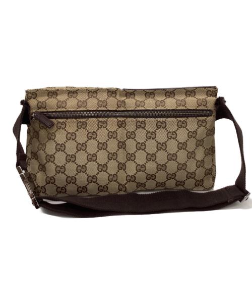 GUCCI（グッチ）GUCCI (グッチ) GUCCI    GGキャンバス   　ウエストポーチ ベージュ×ブラウンの古着・服飾アイテム