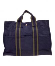 HERMES（エルメス）の古着「HERMES　フールトゥＭＭ　トートバッグ」｜ネイビー×グリーン