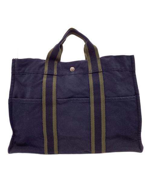 HERMES（エルメス）HERMES (エルメス) HERMES　フールトゥＭＭ　トートバッグ ネイビー×グリーンの古着・服飾アイテム