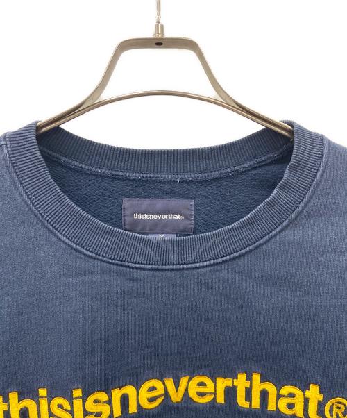 thisisneverthat（ディスイズネバーザット）thisisneverthat (ディスイズネバーザット) ロゴスウェット ネイビー×イエロー サイズ:Ｓの古着・服飾アイテム