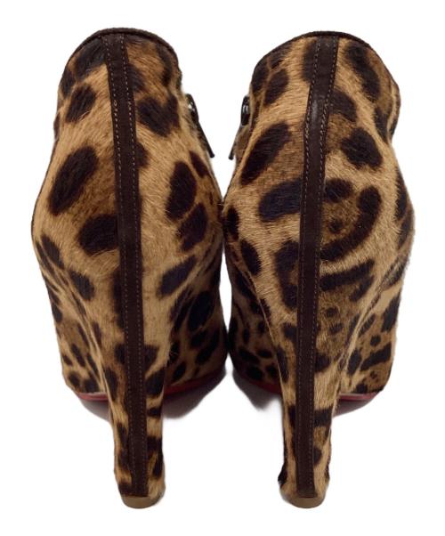 Christian Louboutin（クリスチャン・ルブタン）Christian Louboutin (クリスチャン・ルブタン) ハラコレオパードブーティ ブラウン×ベージュ サイズ:23.5の古着・服飾アイテム