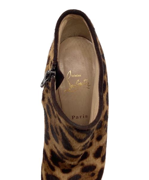 Christian Louboutin（クリスチャン・ルブタン）Christian Louboutin (クリスチャン・ルブタン) ハラコレオパードブーティ ブラウン×ベージュ サイズ:23.5の古着・服飾アイテム