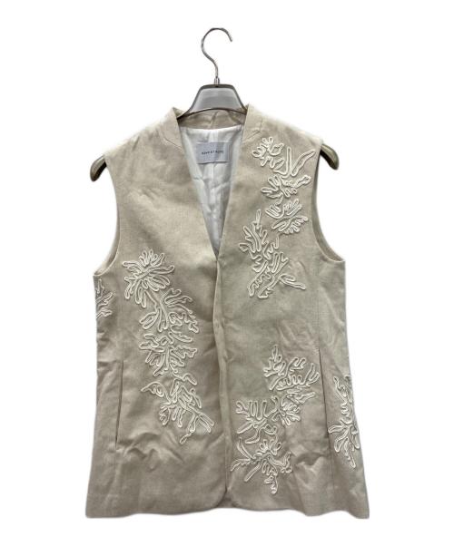Adam et Rope（アダム エ ロペ）Adam et Rope (アダム エ ロペ) Adam et Rope　ジレ ベージュ×ホワイト サイズ:FREE 未使用品の古着・服飾アイテム