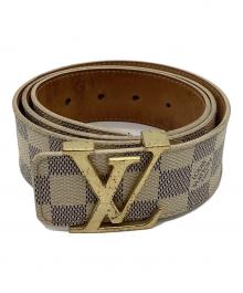 LOUIS VUITTON（ルイ ヴィトン）の古着「ダミエ・アズール サンチュール・LVイニシャル」｜グレー×アイボリー