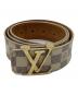 LOUIS VUITTON（ルイ ヴィトン）の古着「ダミエ・アズール サンチュール・LVイニシャル」｜グレー×アイボリー