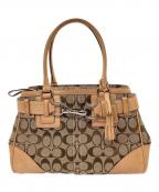 COACHコーチ）の古着「COACH　シグネチャー　ハンドバッグ」｜ベージュ