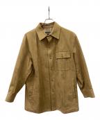 BURBERRY LONDONバーバリーロンドン）の古着「BURBERRY LONDONフェイクレザーシャツジャケット」｜ベージュ