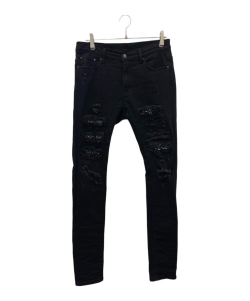 mnml（ミニマル）MNML (ミニマル) MNMLダメージデニムパンツ ブラック サイズ:SIZE 81cmの古着・服飾アイテム