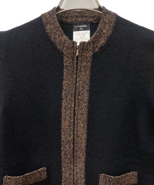 CHANEL（シャネル）CHANEL (シャネル) 薄手カーディガン ブラック×ブラウン サイズ:Mの古着・服飾アイテム