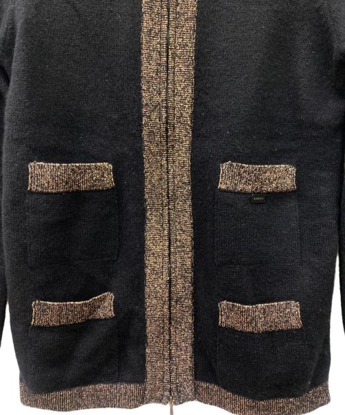 CHANEL（シャネル）CHANEL (シャネル) 薄手カーディガン ブラック×ブラウン サイズ:Mの古着・服飾アイテム