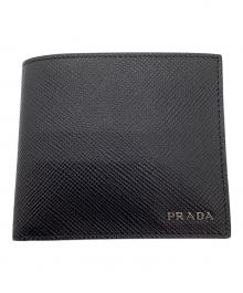 PRADA（プラダ）の古着「サフィアーノ2つ折り財布」｜ブラック