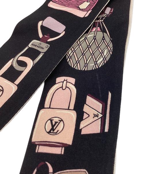 LOUIS VUITTON（ルイ ヴィトン）LOUIS VUITTON (ルイ ヴィトン) シルクスカーフ ブラック×ピンクの古着・服飾アイテム