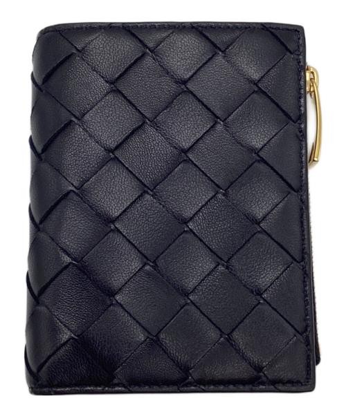 BOTTEGA VENETA（ボッテガベネタ）BOTTEGA VENETA (ボッテガベネタ) イントレチャート スモール 二つ折りウォレット ネイビー サイズ:なしの古着・服飾アイテム