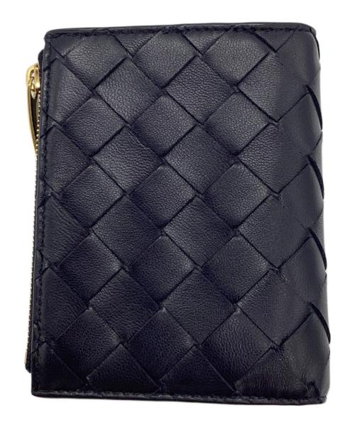 BOTTEGA VENETA（ボッテガベネタ）BOTTEGA VENETA (ボッテガベネタ) イントレチャート スモール 二つ折りウォレット ネイビー サイズ:なしの古着・服飾アイテム