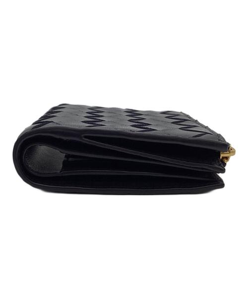 BOTTEGA VENETA（ボッテガベネタ）BOTTEGA VENETA (ボッテガベネタ) イントレチャート スモール 二つ折りウォレット ネイビー サイズ:なしの古着・服飾アイテム