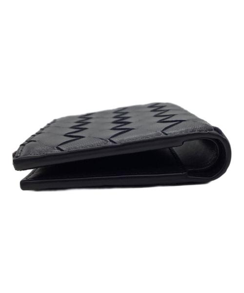 BOTTEGA VENETA（ボッテガベネタ）BOTTEGA VENETA (ボッテガベネタ) イントレチャート スモール 二つ折りウォレット ネイビー サイズ:なしの古着・服飾アイテム