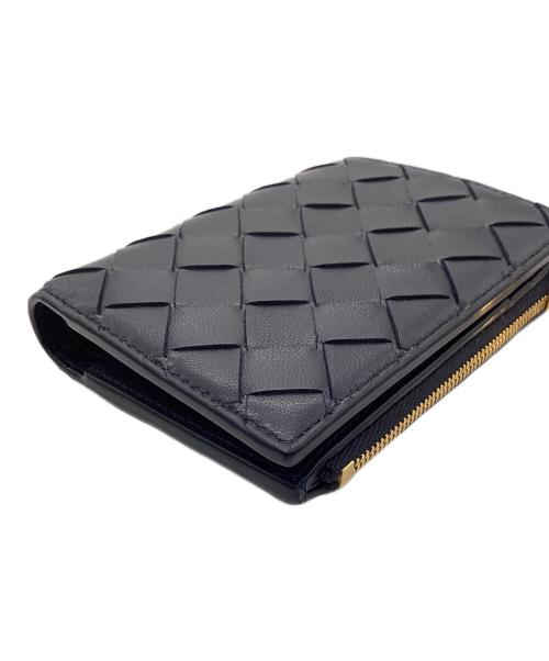 BOTTEGA VENETA（ボッテガベネタ）BOTTEGA VENETA (ボッテガベネタ) イントレチャート スモール 二つ折りウォレット ネイビー サイズ:なしの古着・服飾アイテム