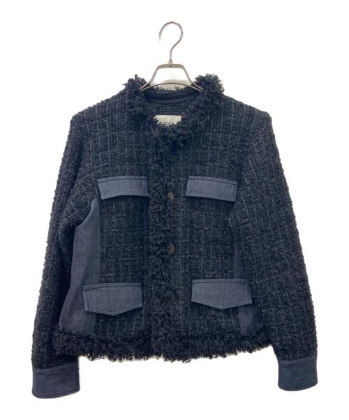 ZUCCA（ズッカ）ZUCCA (ズッカ) ZUCCA　ノーカラージャケット ブラック×ネイビー サイズ:Mの古着・服飾アイテム