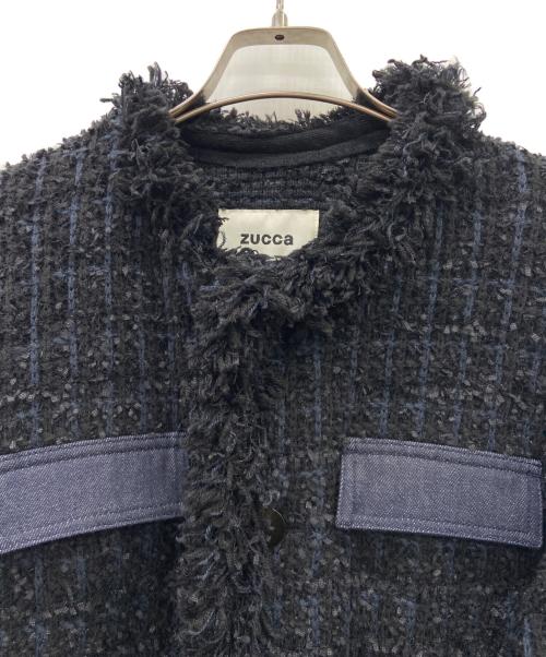 ZUCCA（ズッカ）ZUCCA (ズッカ) ZUCCA　ノーカラージャケット ブラック×ネイビー サイズ:Mの古着・服飾アイテム