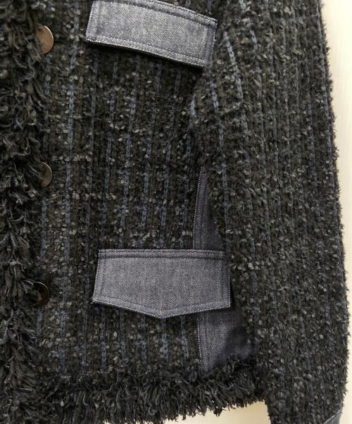 ZUCCA（ズッカ）ZUCCA (ズッカ) ZUCCA　ノーカラージャケット ブラック×ネイビー サイズ:Mの古着・服飾アイテム