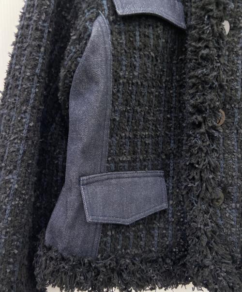 ZUCCA（ズッカ）ZUCCA (ズッカ) ZUCCA　ノーカラージャケット ブラック×ネイビー サイズ:Mの古着・服飾アイテム