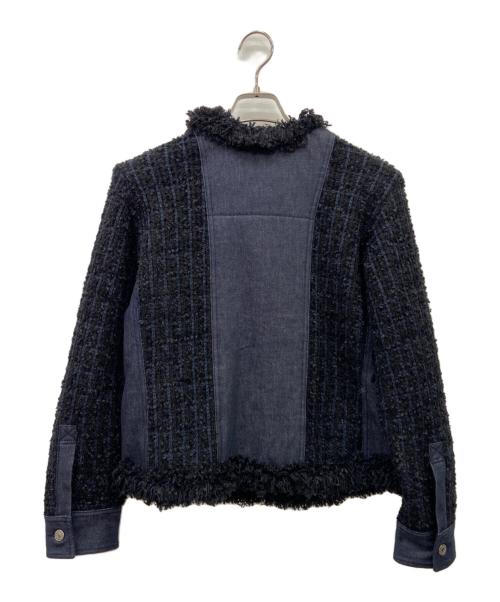 ZUCCA（ズッカ）ZUCCA (ズッカ) ZUCCA　ノーカラージャケット ブラック×ネイビー サイズ:Mの古着・服飾アイテム