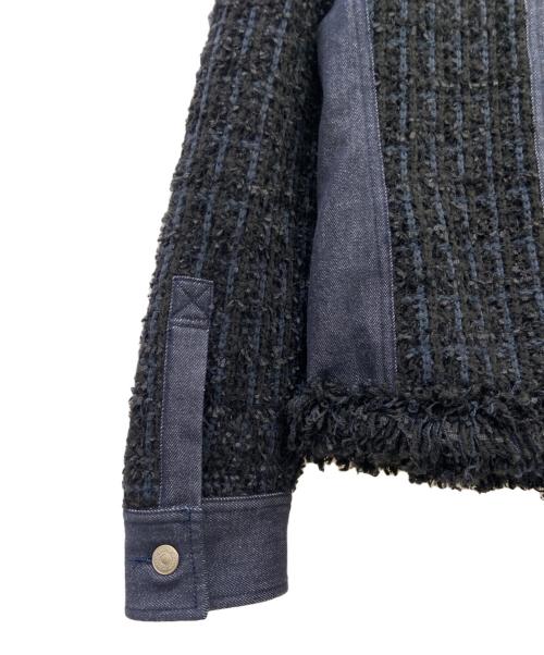 ZUCCA（ズッカ）ZUCCA (ズッカ) ZUCCA　ノーカラージャケット ブラック×ネイビー サイズ:Mの古着・服飾アイテム