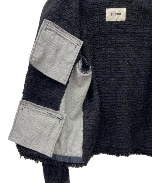 ZUCCA（ズッカ）ZUCCA (ズッカ) ZUCCA　ノーカラージャケット ブラック×ネイビー サイズ:Mの古着・服飾アイテム