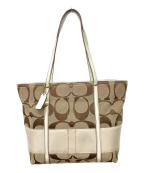 COACHコーチ）の古着「COACH　シグネチャー　ハンドバッグ」｜ブラウン×ベージュ