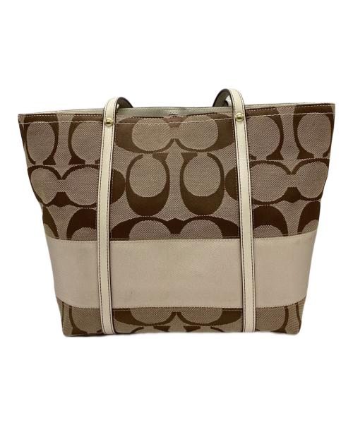 COACH（コーチ）COACH (コーチ) COACH　シグネチャー　ハンドバッグ ブラウン×ベージュの古着・服飾アイテム