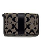 COACHコーチ）の古着「COACH　シグネチャー　2つ折り財布」｜ベージュ×ブラック
