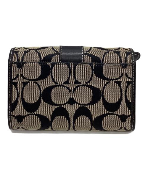 COACH（コーチ）COACH (コーチ) COACH　シグネチャー　2つ折り財布 ベージュ×ブラックの古着・服飾アイテム