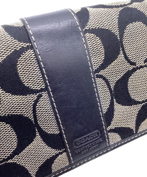 COACH（コーチ）COACH (コーチ) COACH　シグネチャー　2つ折り財布 ベージュ×ブラックの古着・服飾アイテム