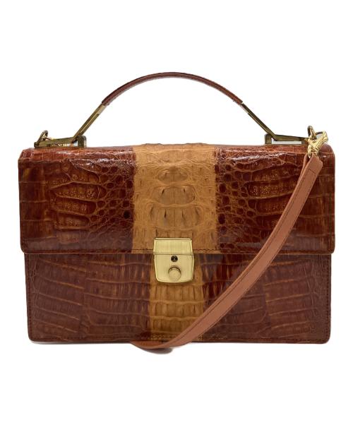 GENUINE CROCODILE SKIN（ジェニュインクロコダイルスキン）GENUINE CROCODILE SKIN (ジェニュインクロコダイルスキン) GENUINE CROCODILE SKIN　2WAYショルダーバッグ ブラウンの古着・服飾アイテム