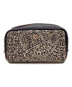 COACH×DISNEY×Keith Haringコーチ×ディズニー×キースヘリング）の古着「COACH　Disney　Keith Haring　コスメポーチ」｜ベージュ×ブラック