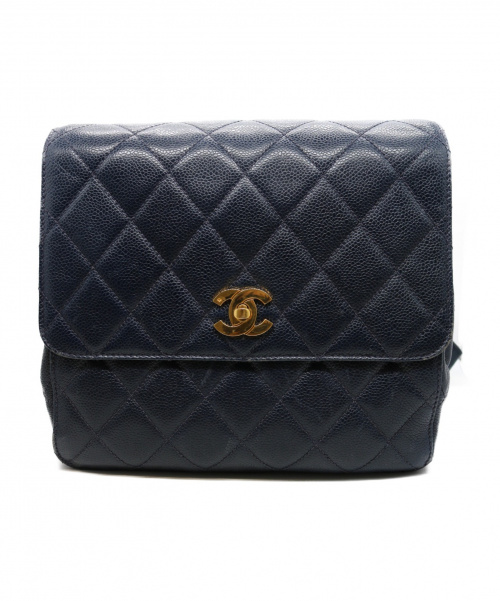 CHANEL（シャネル）CHANEL (シャネル) リュック/バッグパック ネイビー キャビアスキン 4123867の古着・服飾アイテム