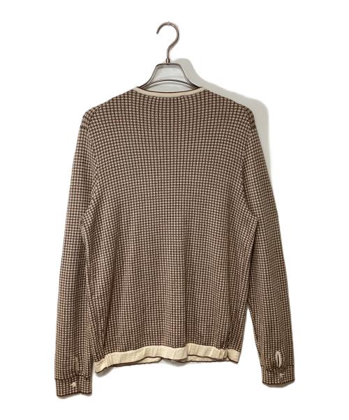 Salvatore Ferragamo（サルヴァトーレ フェラガモ）Salvatore Ferragamo (サルヴァトーレ フェラガモ) シルク混ジップアップジャケット ベージュ×ブラウン サイズ:Lの古着・服飾アイテム