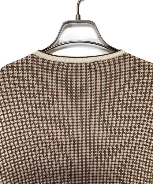 Salvatore Ferragamo（サルヴァトーレ フェラガモ）Salvatore Ferragamo (サルヴァトーレ フェラガモ) シルク混ジップアップジャケット ベージュ×ブラウン サイズ:Lの古着・服飾アイテム