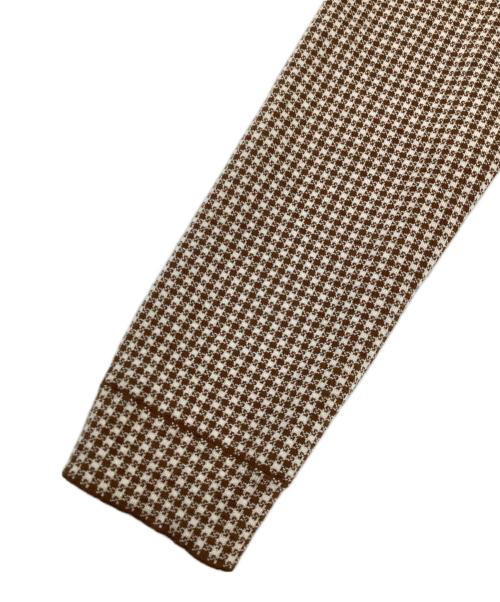 Salvatore Ferragamo（サルヴァトーレ フェラガモ）Salvatore Ferragamo (サルヴァトーレ フェラガモ) シルク混ジップアップジャケット ベージュ×ブラウン サイズ:Lの古着・服飾アイテム