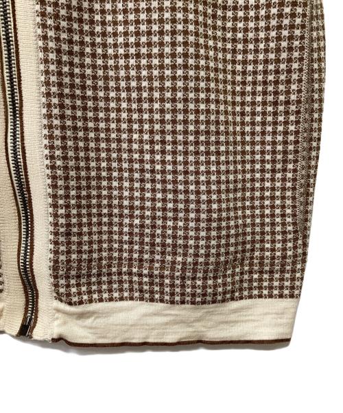 Salvatore Ferragamo（サルヴァトーレ フェラガモ）Salvatore Ferragamo (サルヴァトーレ フェラガモ) シルク混ジップアップジャケット ベージュ×ブラウン サイズ:Lの古着・服飾アイテム