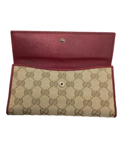 GUCCI（グッチ）GUCCI (グッチ) 長財布　	GGキャンバス ベージュ×レッドの古着・服飾アイテム