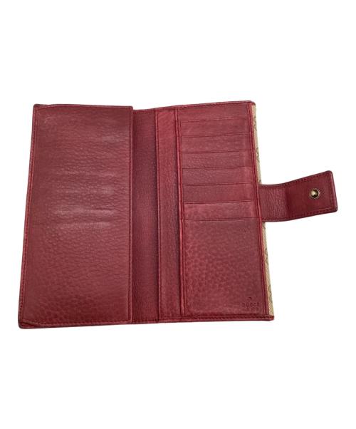 GUCCI（グッチ）GUCCI (グッチ) 長財布　	GGキャンバス ベージュ×レッドの古着・服飾アイテム