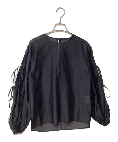 ESTNATION（エストネーション）ESTNATION (エストネーション) オーガンジーリボンブラウス ネイビー サイズ:36の古着・服飾アイテム